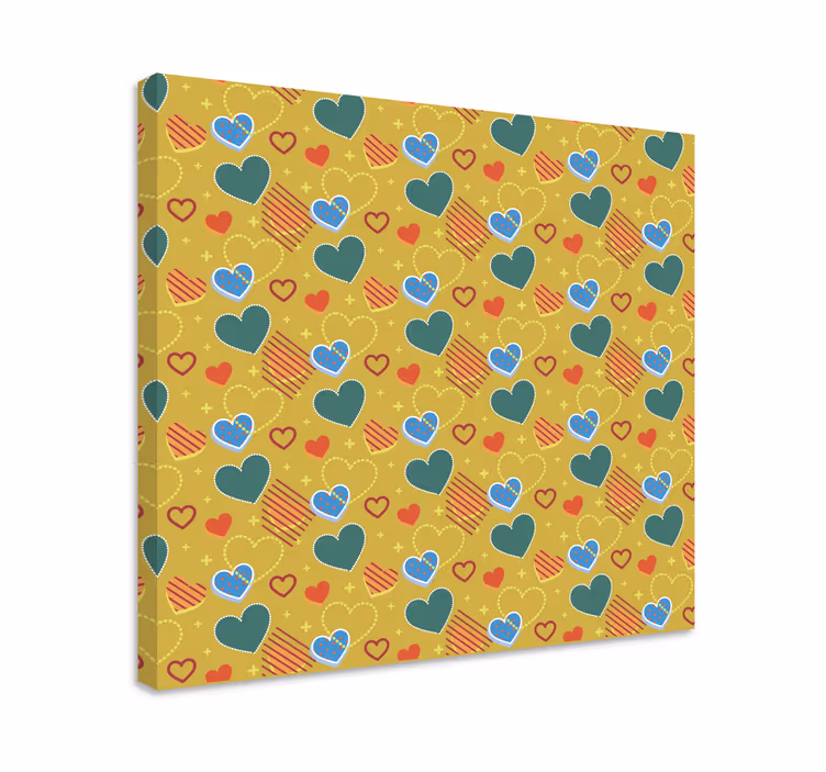Alphabet en letters canvas schilderij kleurrijk hartpatroon - TenStickers
