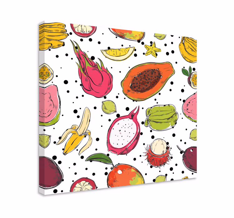 Exotisch fruitpatroon Canvas stilleven en fruit - TenStickers