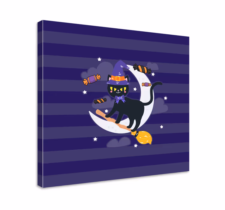 Canvas schilderij kat zwarte kat heks - TenStickers