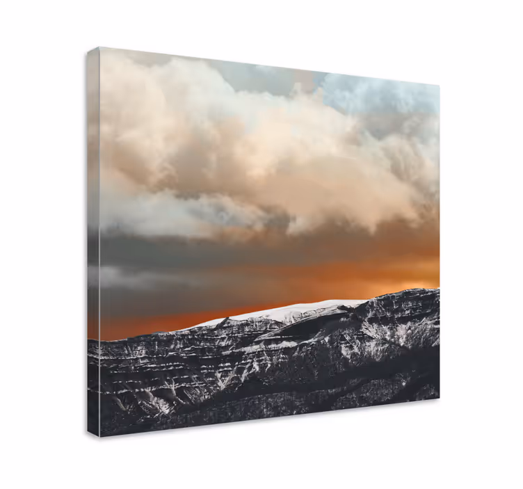 Bergachtig uitzicht op zonsondergang Canvas landschap - TenStickers