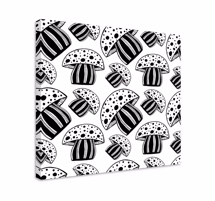 Canvas schilderij vis met paddenstoelmotief - TenStickers