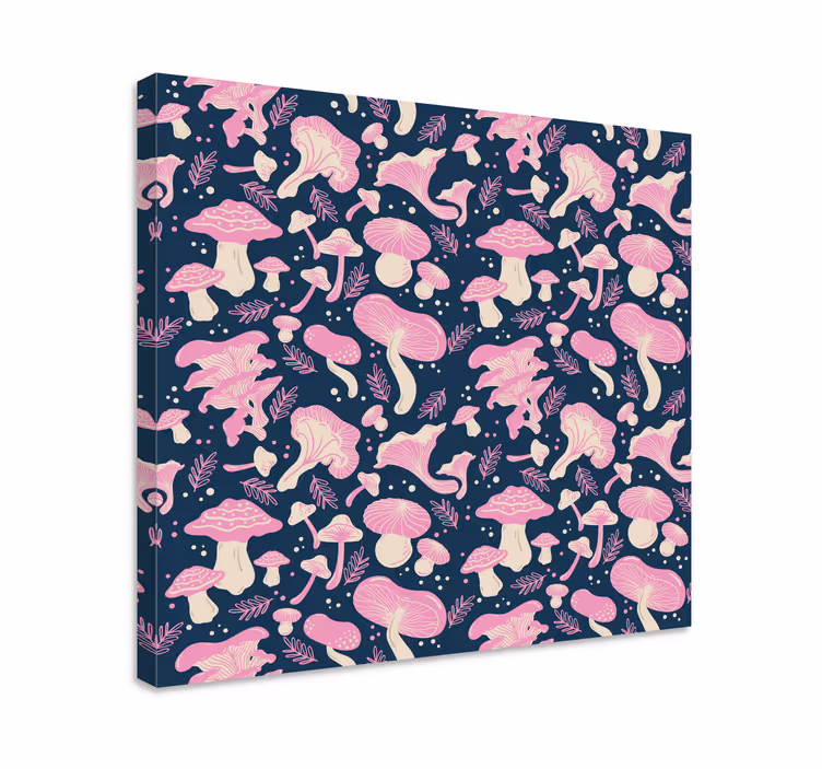 Canvas schilderij bloemen en planten paddenstoel illustratie - TenStickers