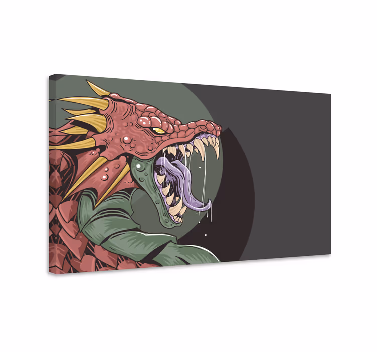 Canvas schilderij dinosaurus vurige draak creature - TenStickers