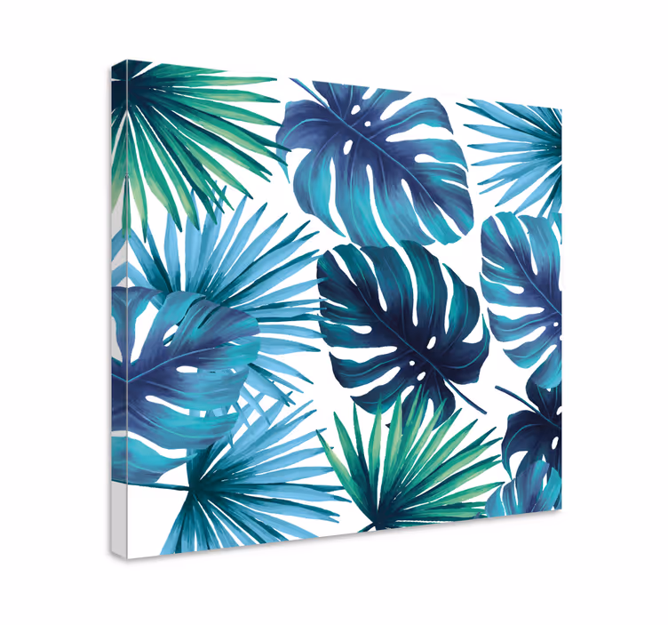 Tropisch bladpatroon Canvas schilderij bloemen en planten - TenStickers
