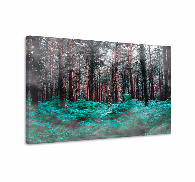 Canvas schilderij bloemen en planten lush groene varens - TenStickers