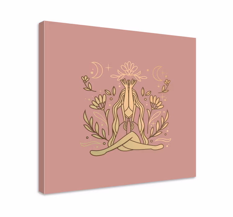 Canvas schilderij zen meditatieve bloemenhouding - TenStickers