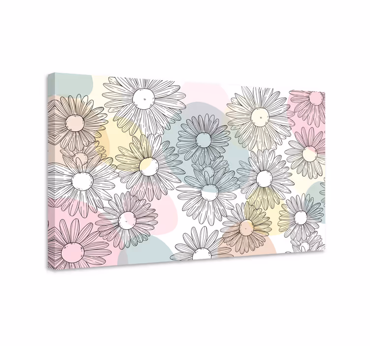Canvas schilderij bloemen en planten madeliefjespatroon - TenStickers