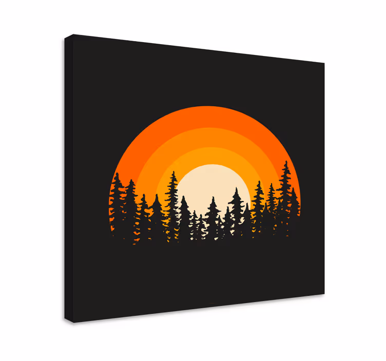Canvas landschap gestileerde zonsondergang silhouet - TenStickers