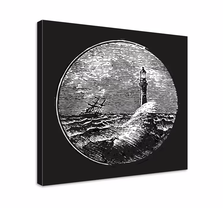 Vuurtoren te midden van golven Canvas landschap - TenStickers
