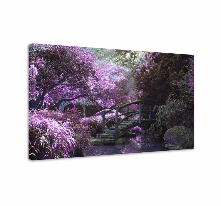 Canvas landschap serene tuinbrug - TenStickers
