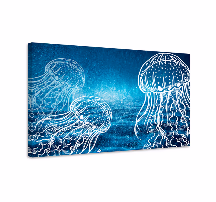 Canvas schilderij marine medusa oceaanleven - TenStickers