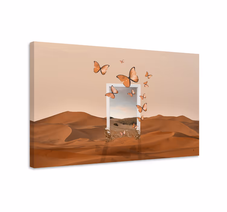 Canvas schilderij vlinder vlinderlandschap ontsnapping - TenStickers