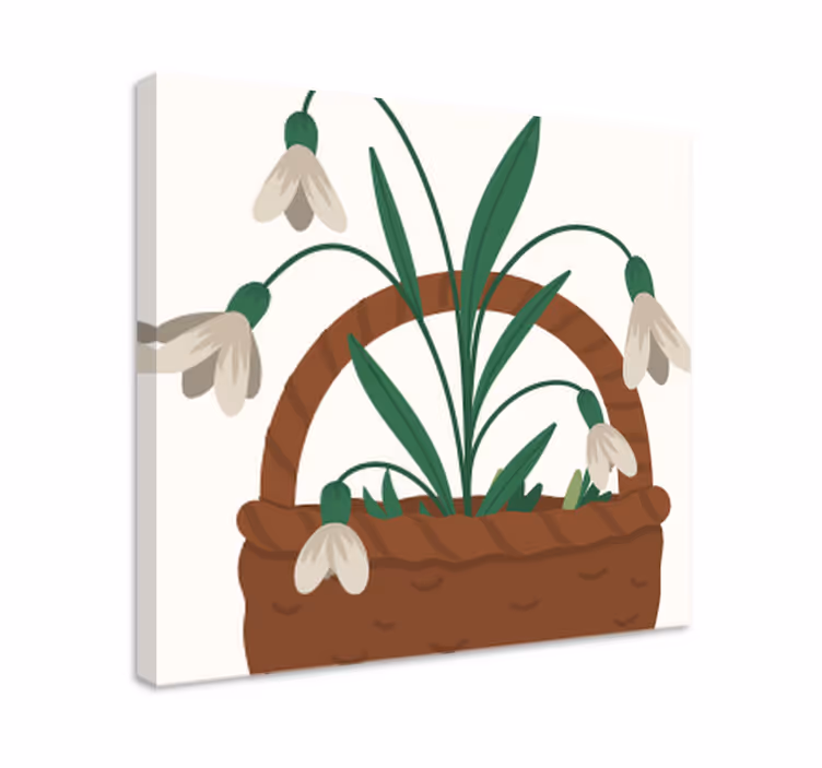Canvas schilderij bloemen en planten sneeuwklokjesmand - TenStickers