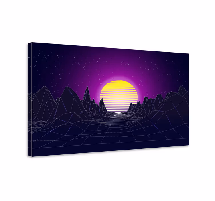 Modern canvas schilderij geometrisch zonsondergang landschap - TenStickers