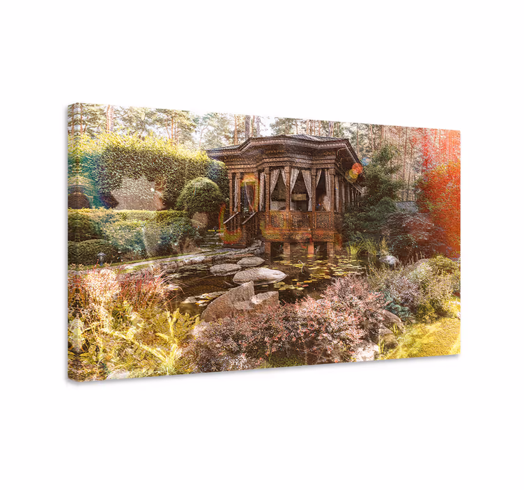 Canvas landschap serene tuin retreat - TenStickers