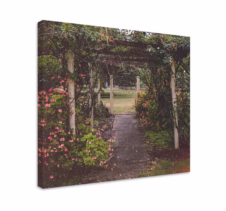 Bloementuin pad Canvas schilderij bloemen en planten - TenStickers