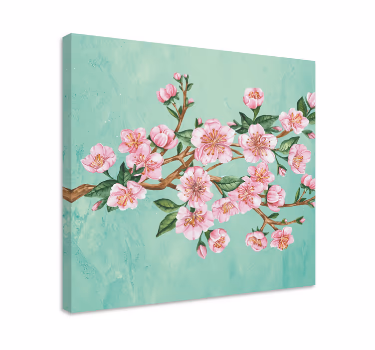 Canvas schilderij bloemen en planten sakura tak - TenStickers