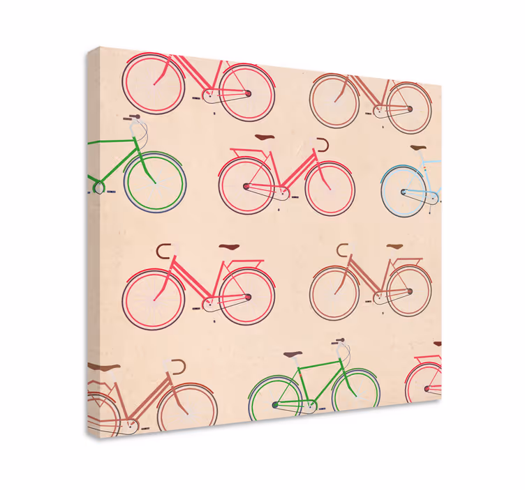Canvas schilderij sport kleurrijke fietspatronen - TenStickers