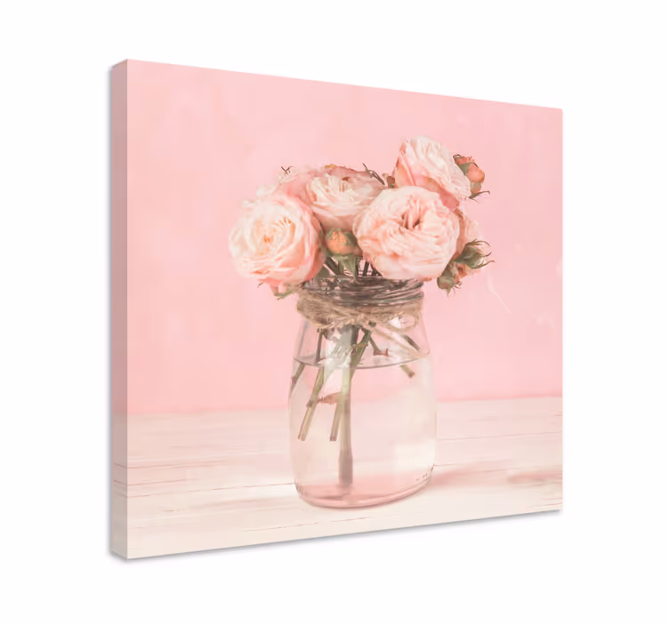 Canvas schilderij bloemen en planten rozenboeket pink - TenStickers