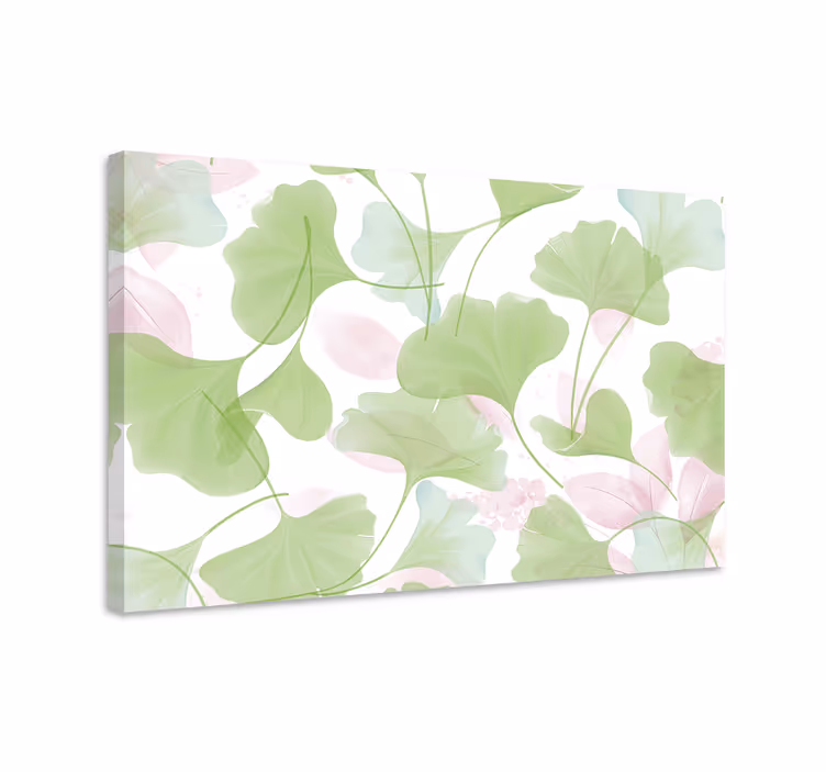 Canvas schilderij bloemen en planten ginkgo blad motief - TenStickers