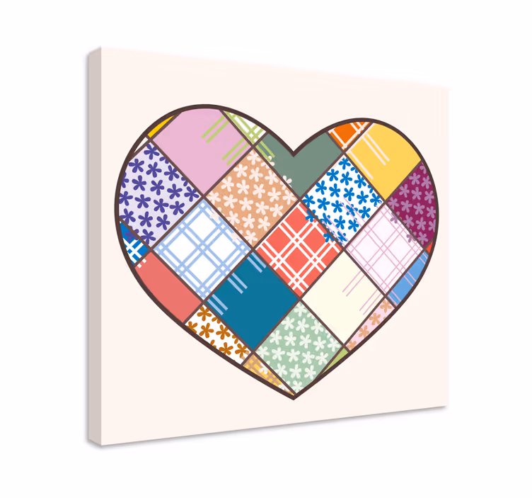 Canvas schilderij motivatie hart patchwork design - TenStickers