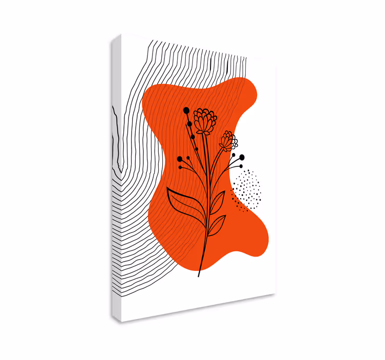 Abstract bloemensilhouet Canvas schilderij bloemen - TenStickers