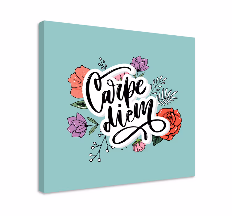Canvas schilderij tekst carpe diem bloemrijk - TenStickers