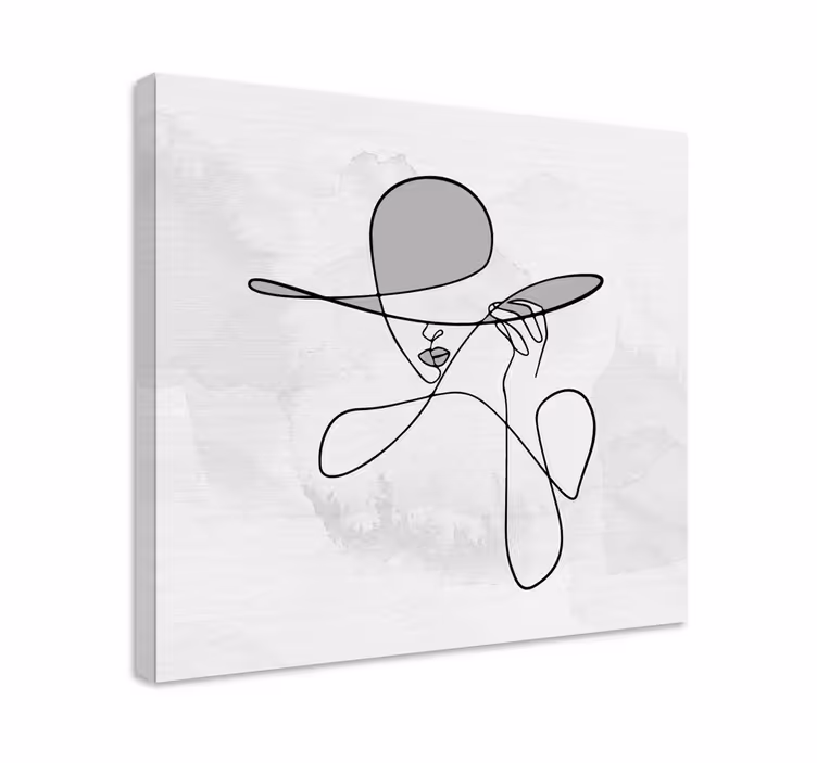 Canvas schilderij ingang Minimalistische vrouw met hoed - TenStickers