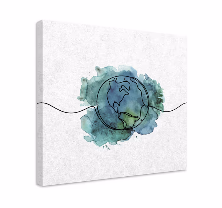 Wereldkaart canvas schilderij hedendaagse aardoutline - TenStickers