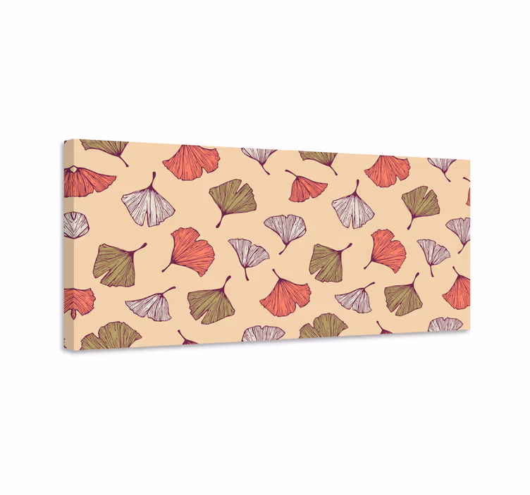 Ginkgo blad patroon Canvas schilderij bloemen - TenStickers