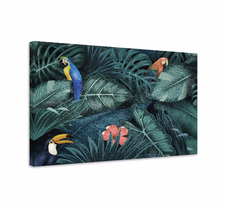 Canvas schilderij dieren tropisch vogelparadijs - TenStickers