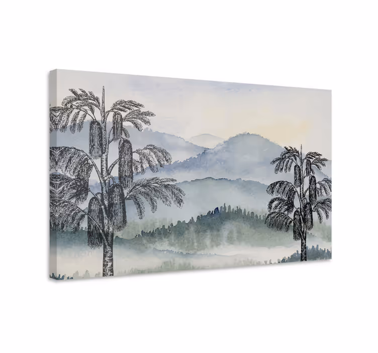 Canvas bomen bergachtig landschap - TenStickers