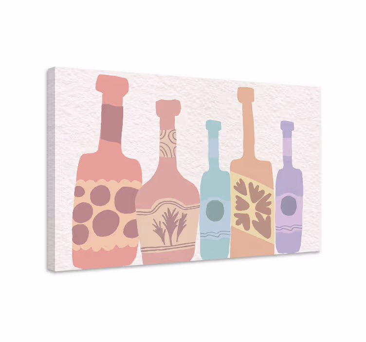 Ornament canvas schilder kleurrijke fles silhouetten - TenStickers
