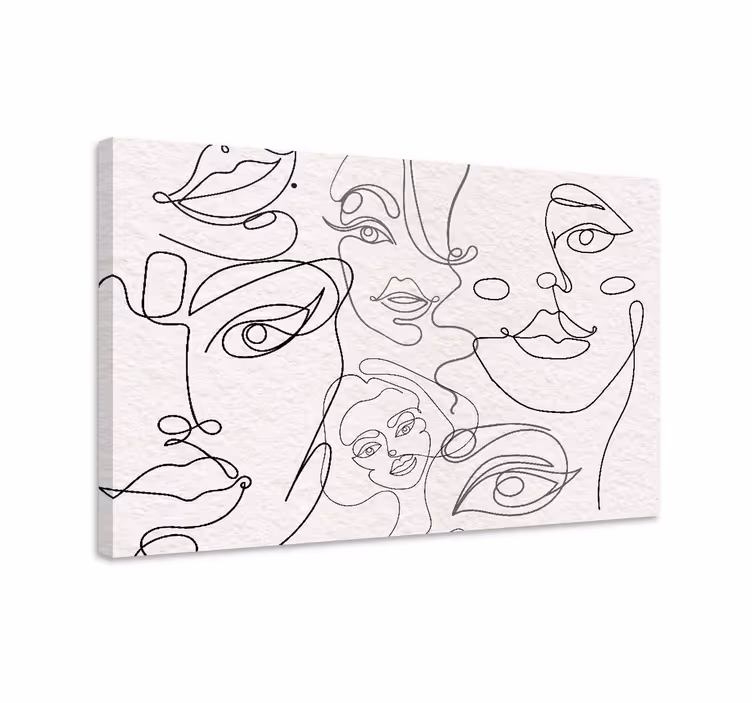 Canvas schilderij mensen en karakters gezichten in lijn - TenStickers