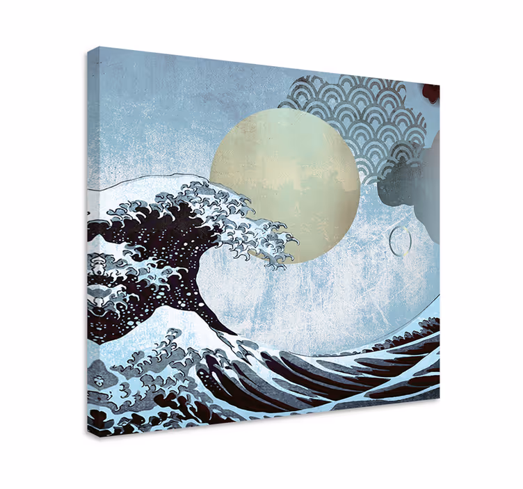 Canvas landschap golven en maan - TenStickers
