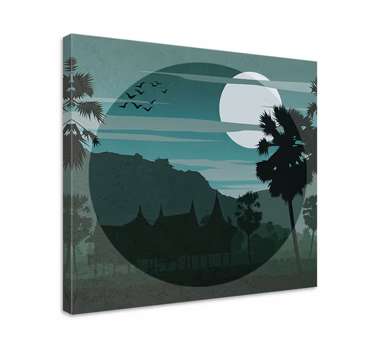 Canvas landschap serene maanverlichte uitzicht - TenStickers