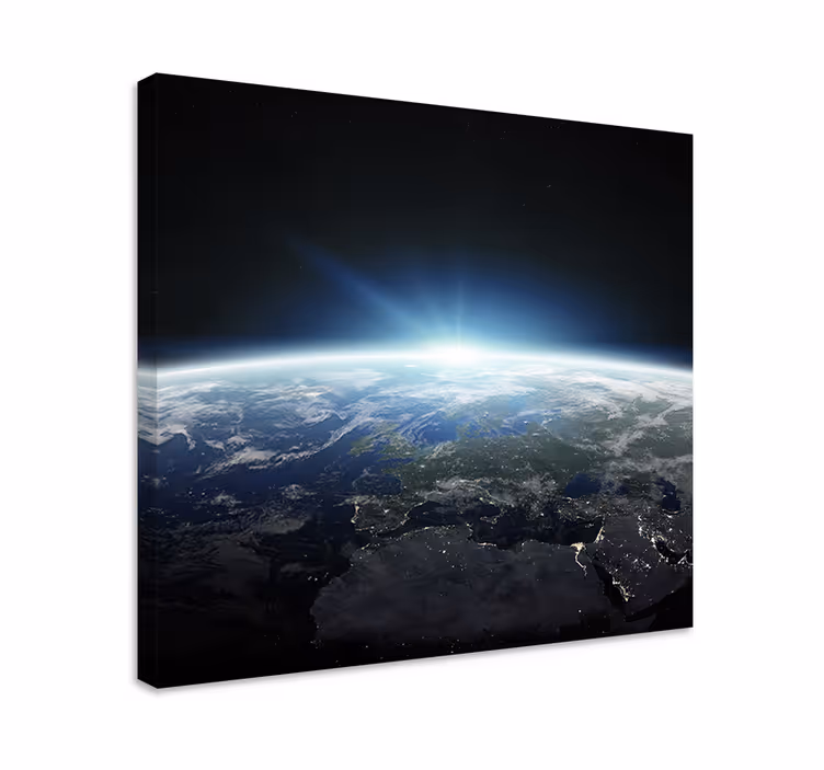 Wereldkaart canvas schilderij aarde vanuit de ruimte - TenStickers