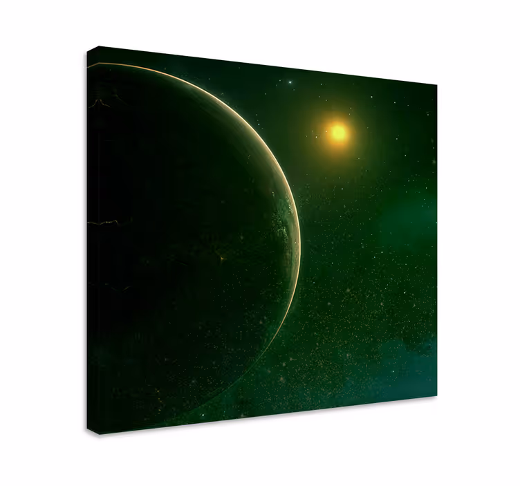 Canvas schilderij mandala kosmische groene bal - TenStickers