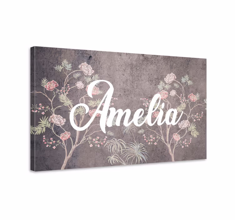 Bloemmotief met naam Canvas schilderij bloemen - TenStickers