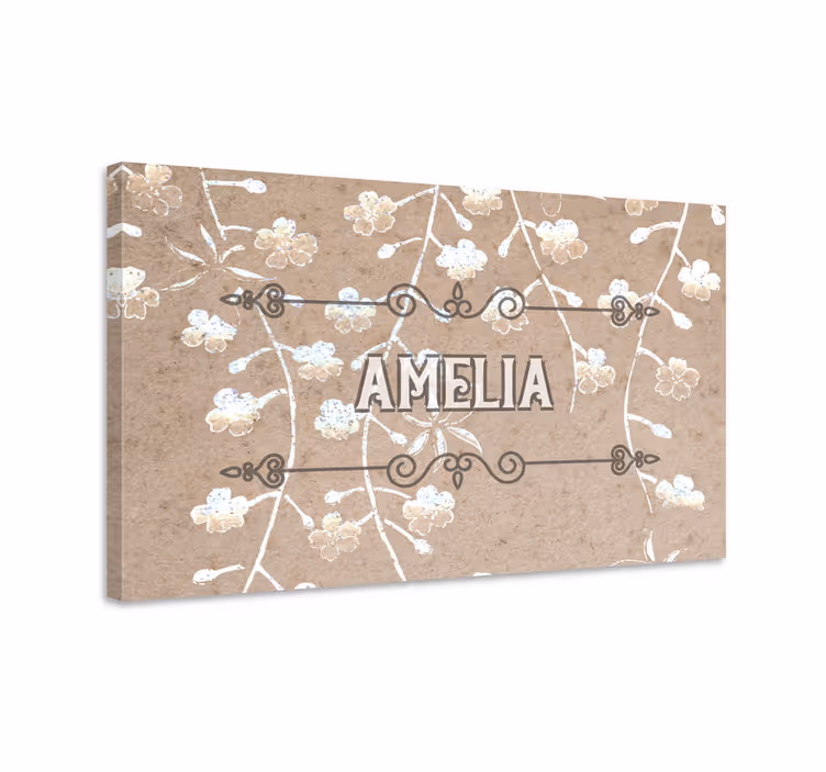 Gepersonaliseerd canvas schilderij met bloemennaamdecor - TenStickers