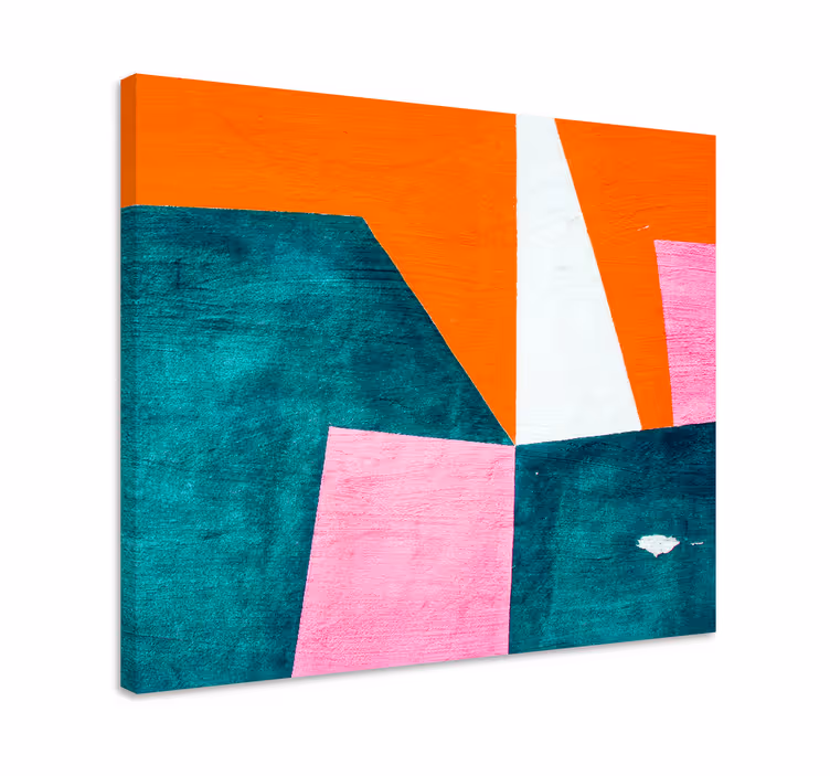 Geometrische canvas schilderij abstracte oranje compositie - TenStickers