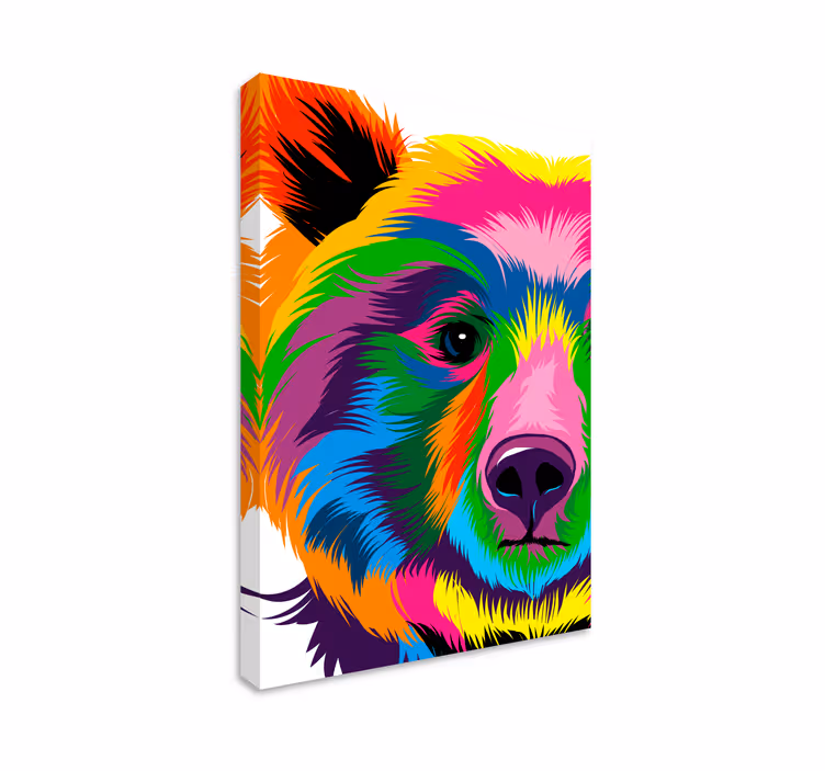 Geometrische canvas schilderij Kleurrijke beer - TenStickers