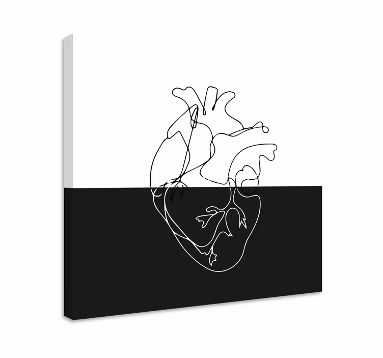 Canvas schilderij Geometrische hart lineart - TenStickers