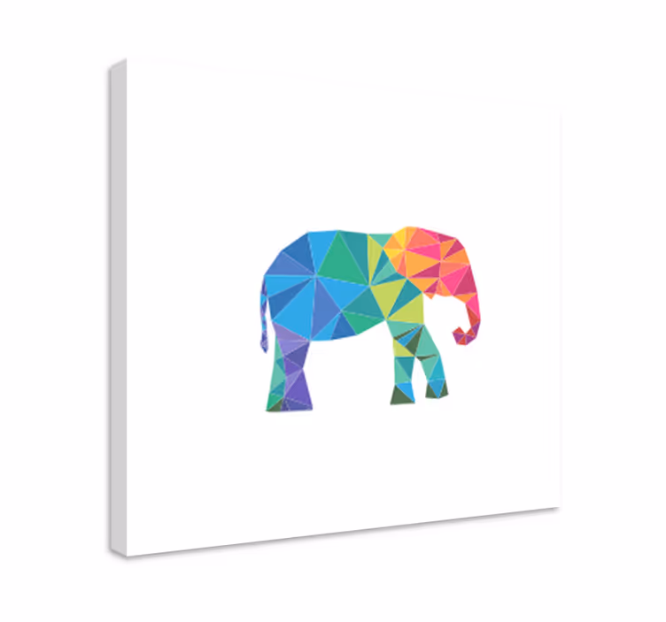 Kleurrijke veelhoekige olifant Canvas schilderij olifanten - TenStickers