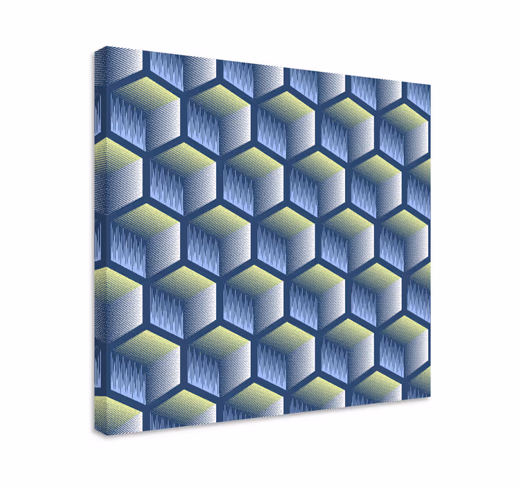 Geometrische canvas schilderij hexagonaal cube patroon - TenStickers