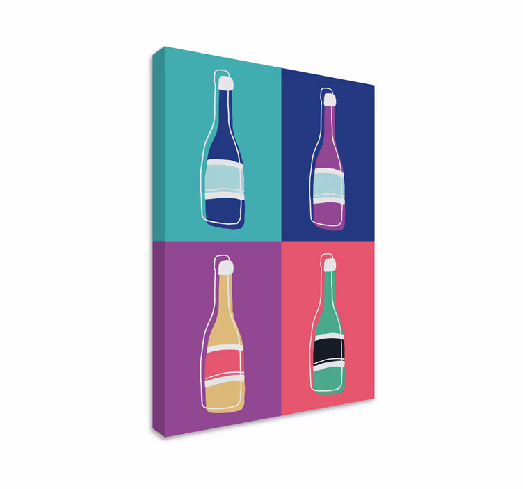 Pop art flessen Canvas schilderij abstract - TenStickers