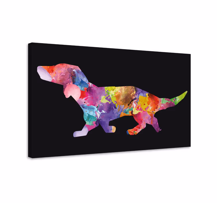Modern canvas schilderij Kleurrijk hondenschilderij in zwart - TenStickers