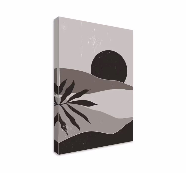 Landschap grijze zonsondergang Canvas schilderij abstract - TenStickers