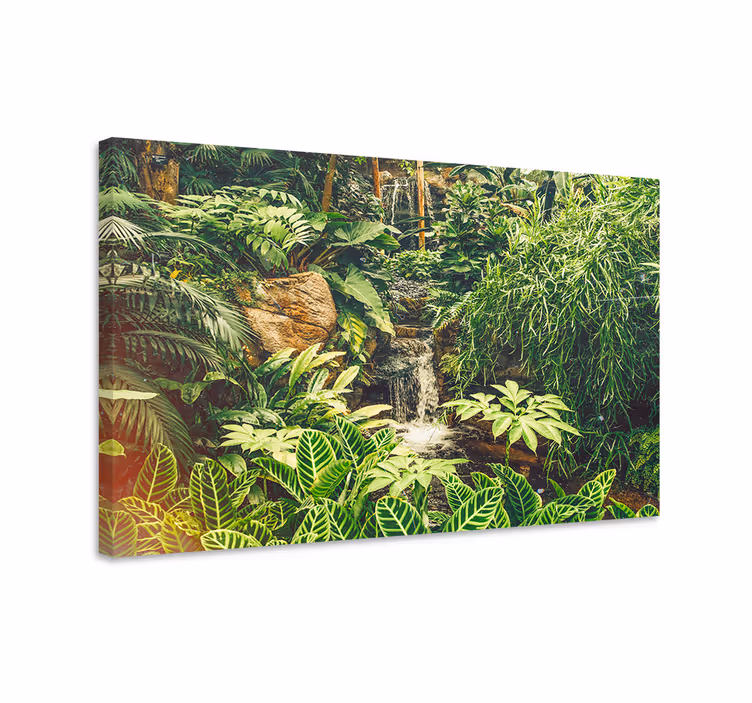 Canvas schilderij bloemen en planten tropisch oase - TenStickers