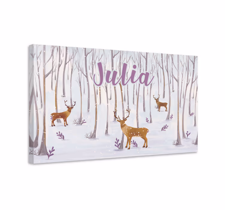 Canvas schilderij herten winterse herten scène - TenStickers